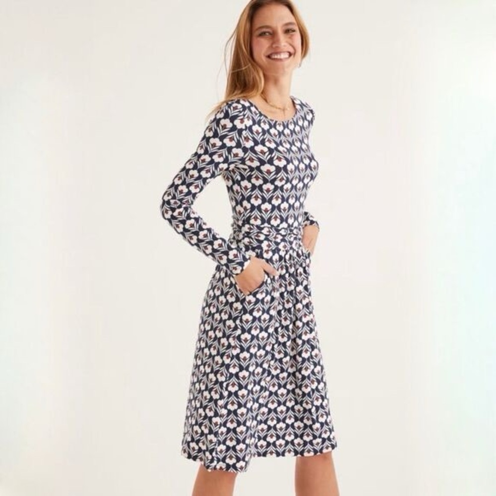 Boden Abigail Long Sleeve Jersey Dress 8L
